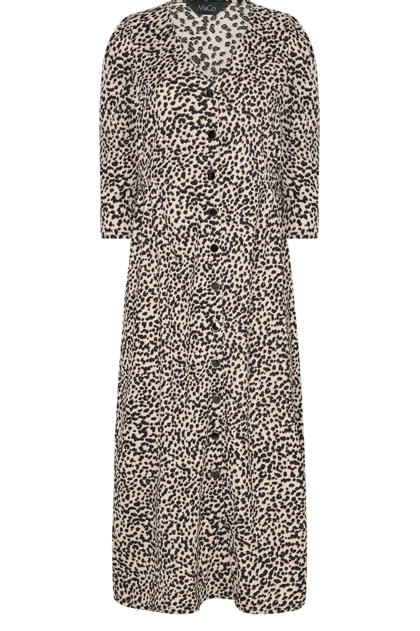 M&Co Womens M&Co Beige Brown Leopard Print Button Through Midaxi Dress