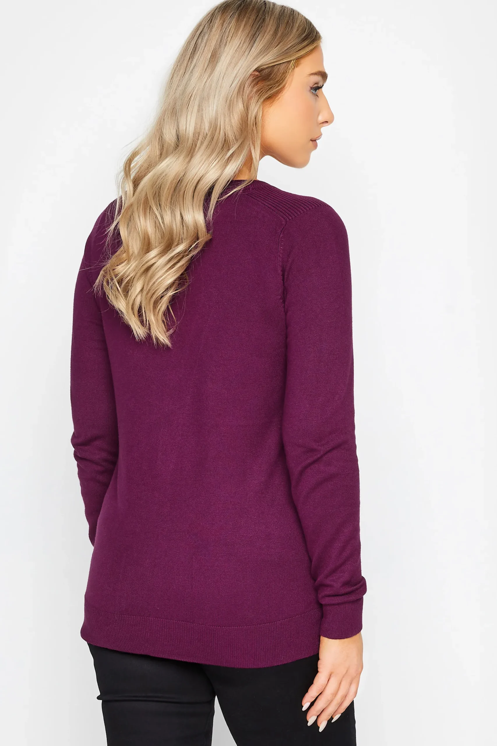 M&Co Womens M&Co Berry Red Ribbed Shoulder Cardigan