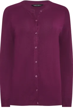 M&Co Womens M&Co Berry Red Ribbed Shoulder Cardigan
