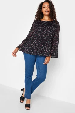 M&Co Womens M&Co Bird Print Pleated Blouse