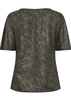 M&Co Womens M&Co Black & Gold Glitter Angel Sleeve Top