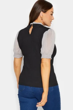 M&Co Womens M&Co Black & Grey Contrast Sleeve Blouse