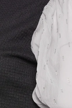 M&Co Womens M&Co Black & Grey Contrast Sleeve Blouse