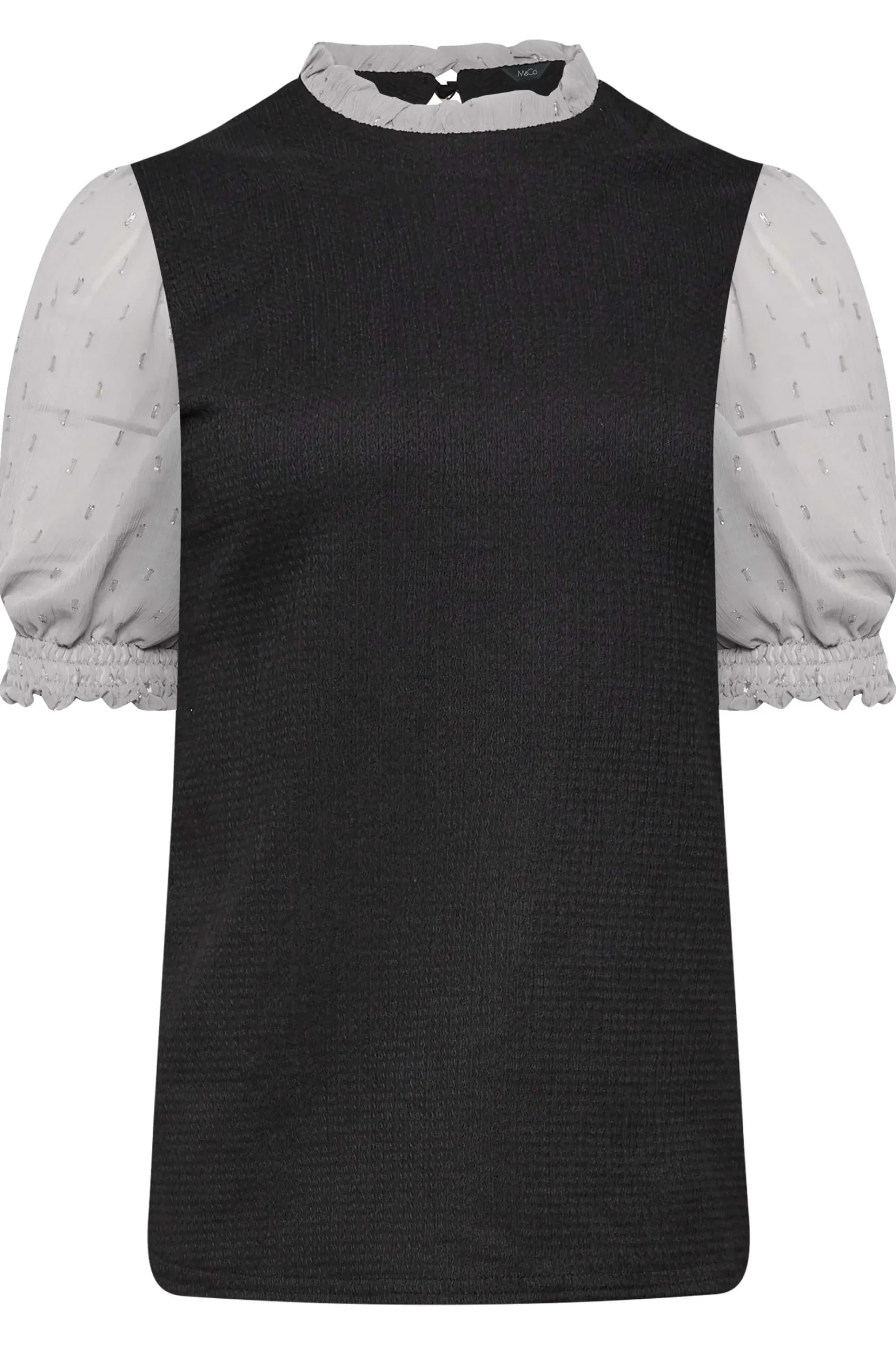 M&Co Womens M&Co Black & Grey Contrast Sleeve Blouse