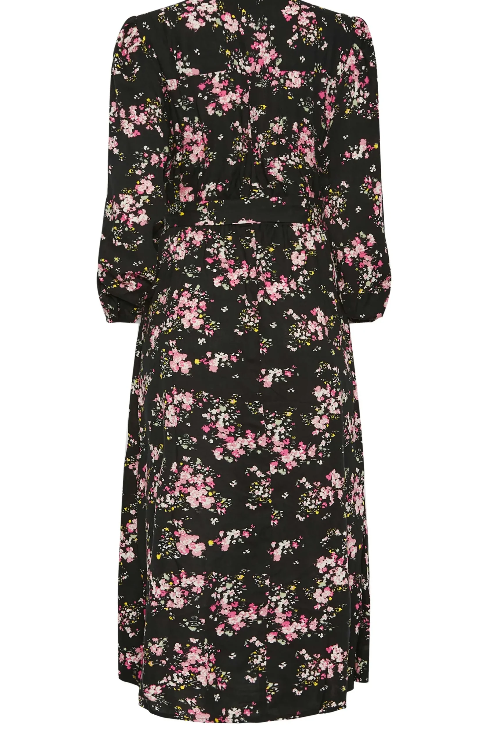 M&Co Womens M&Co Black & Pink Floral Print Wrap Front Dress