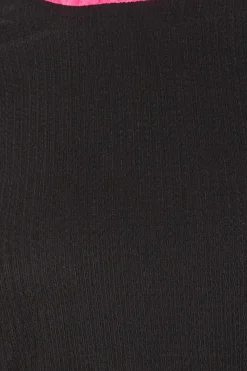 M&Co Womens M&Co Black & Pink Contrast Sleeve Blouse