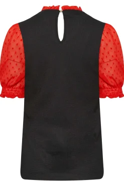 M&Co Womens M&Co Black & Red Contrast Sleeve Blouse