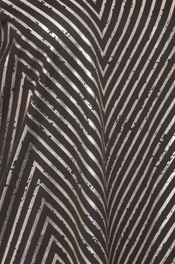 M&Co Womens M&Co Black & Rose Gold Chevron Angel Sleeve Blouse