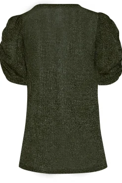M&Co Womens M&Co Black & Silver Shimmer Ruched Sleeve Blouse
