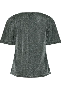 M&Co Womens M&Co Black & Silver Angel Sleeve Wrap Top