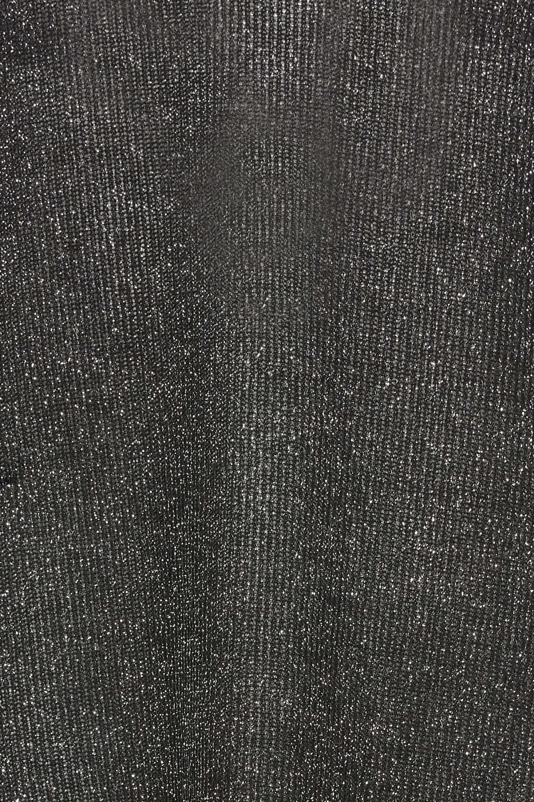 M&Co Womens M&Co Black & Silver Glitter Ruched Sleeve Blouse