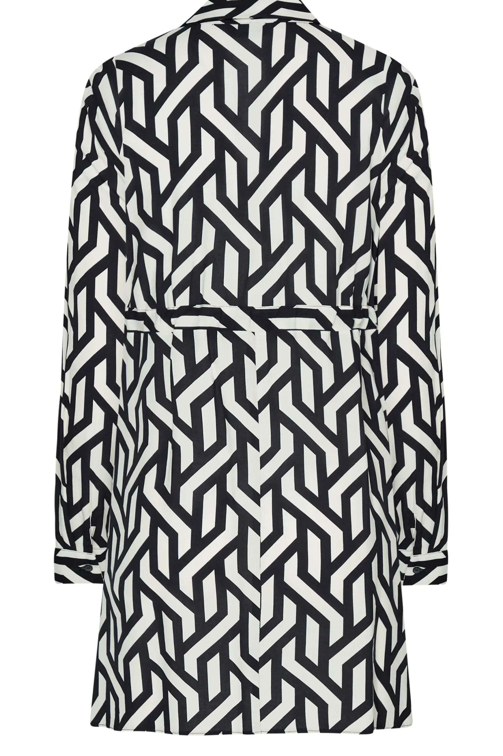 M&Co Womens M&Co Black & White Geometric Print Tie Waist Tunic Shirt