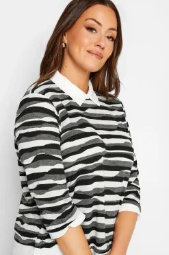 M&Co Womens M&Co Black & White Stripe 2 In 1 Jumper