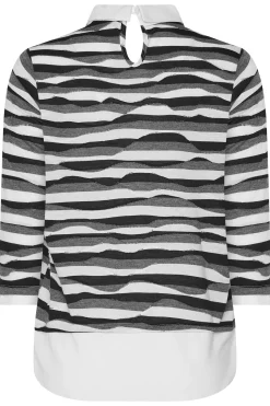 M&Co Womens M&Co Black & White Stripe 2 In 1 Jumper