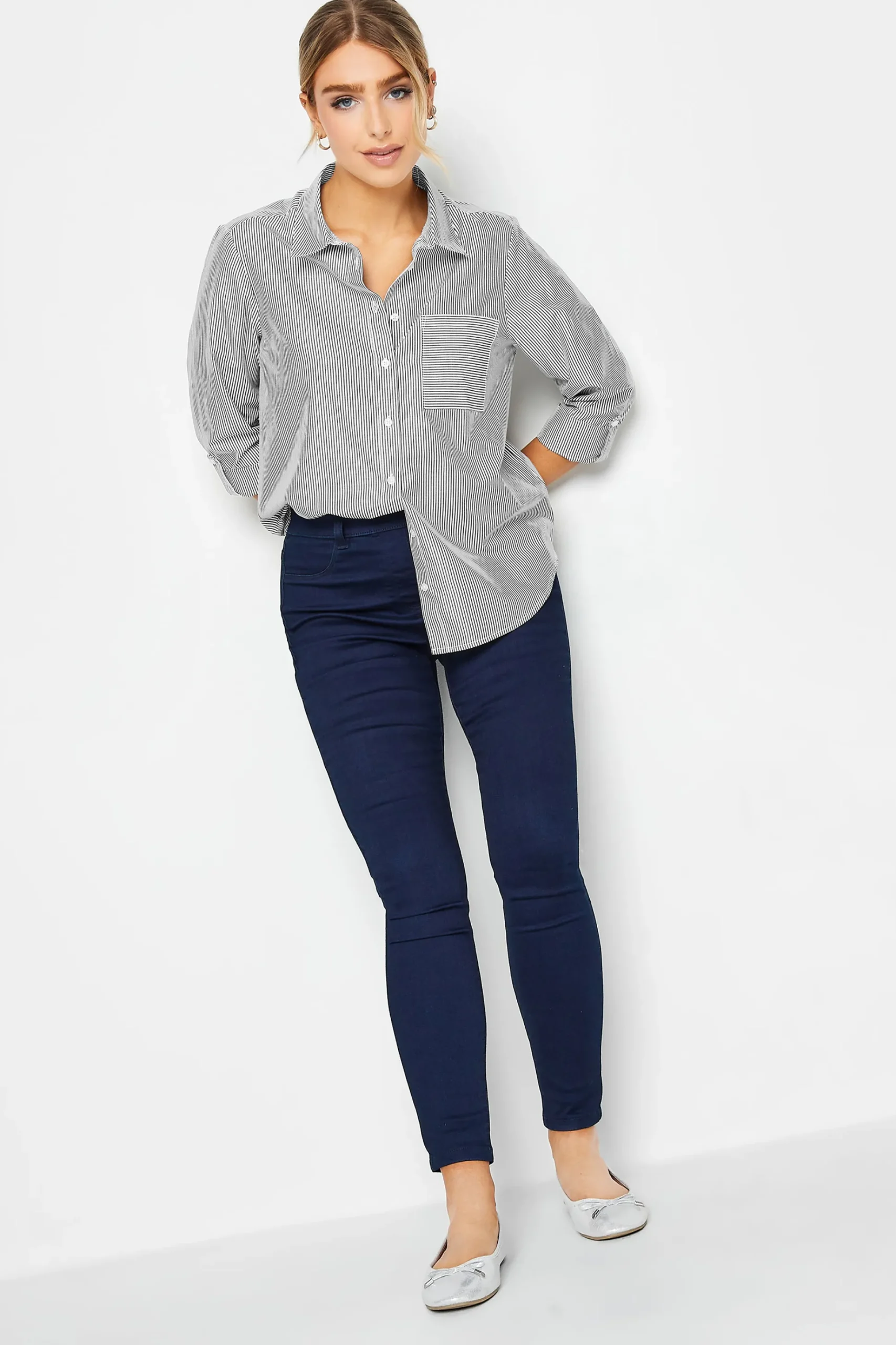 M&Co Womens M&Co Black & White Striped Shirt
