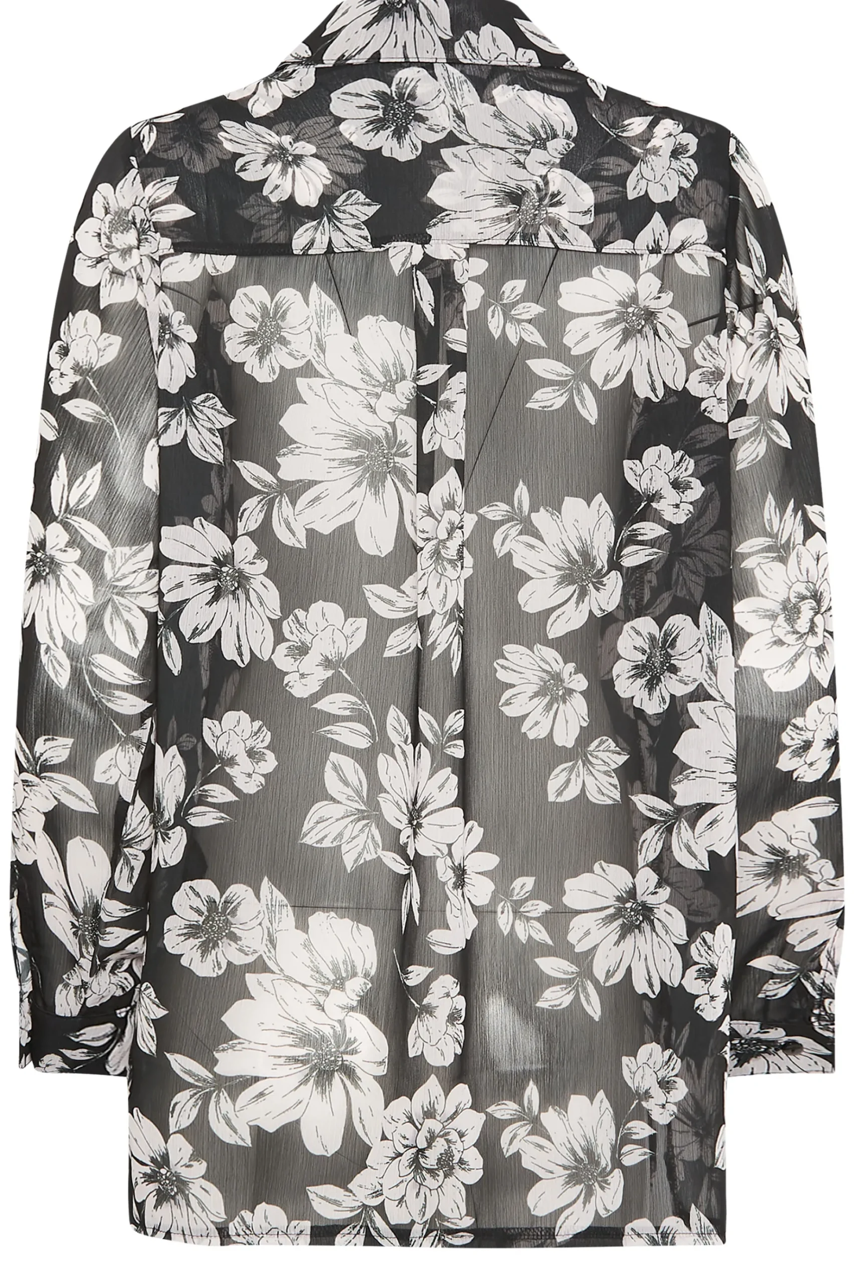 M&Co Womens M&Co Black & White Floral Print Longline Shirt