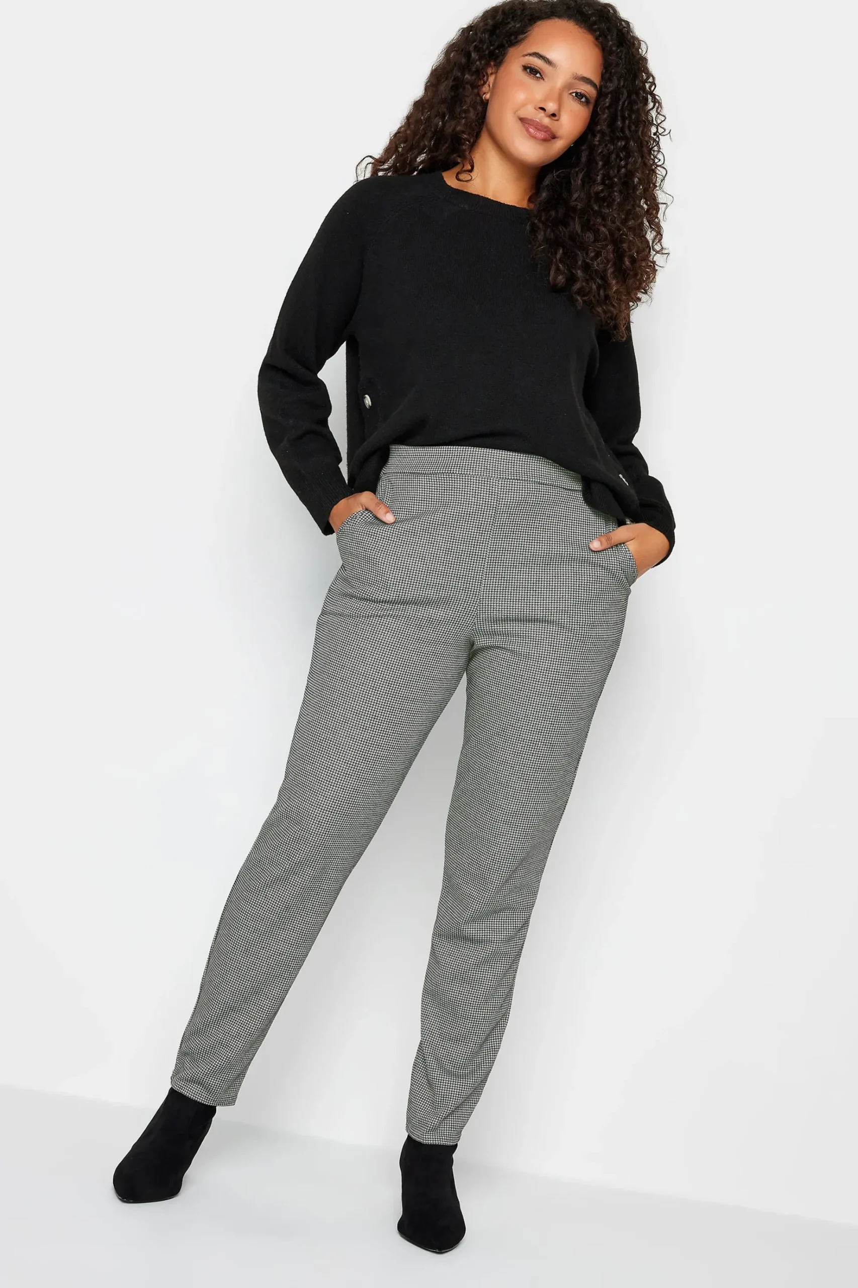 M&Co Womens M&Co Black & White Dogtooth Trousers