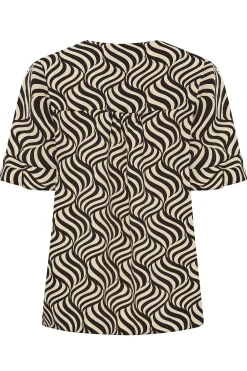 M&Co Womens M&Co Black & White Swirl Print Frill Sleeve Blouse