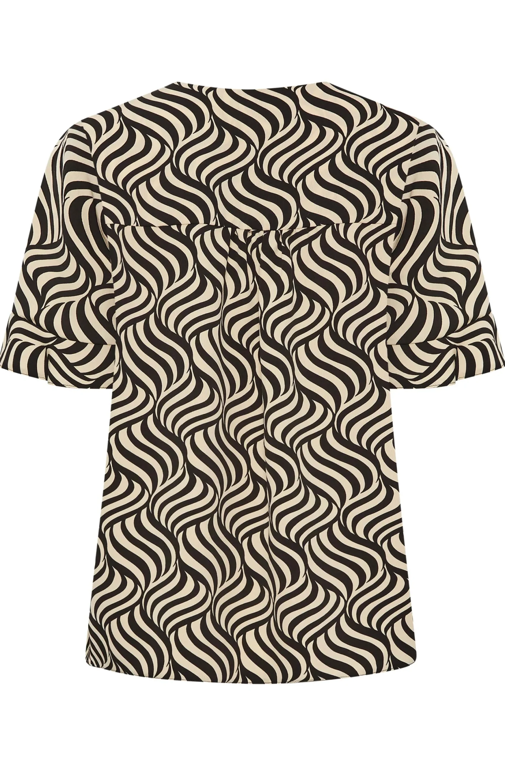 M&Co Womens M&Co Black & White Swirl Print Frill Sleeve Blouse