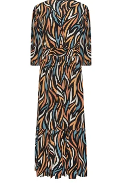 M&Co Womens M&Co Black Abstract Print Maxi Dress