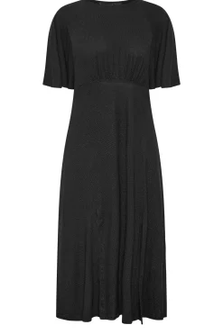 M&Co Womens M&Co Black Angel Sleeve Split Hem Midi Dress
