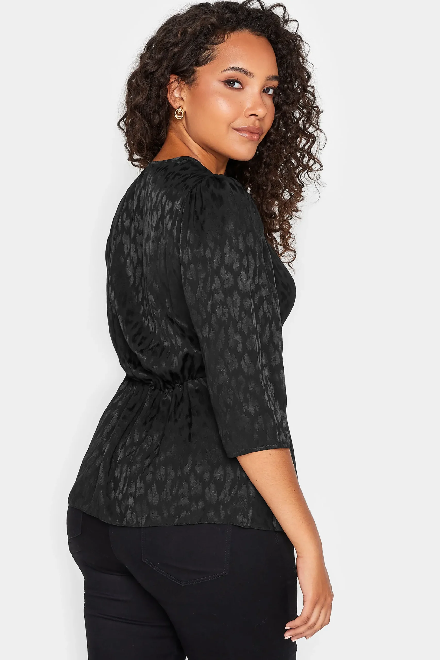 M&Co Womens M&Co Black Animal Print Twist Front Blouse