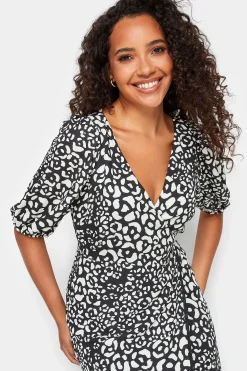 M&Co Womens M&Co Black Animal Print Wrap Dress