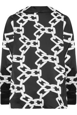 M&Co Womens M&Co Black Chain Print Cowl Neck Satin Blouse