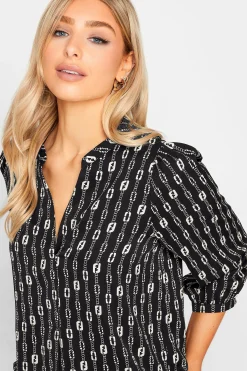 M&Co Womens M&Co Black Chain Print V-Neck Blouse