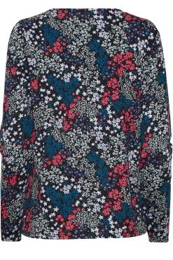 M&Co Womens M&Co Black Ditsy Print Notch Neck Cotton T-Shirt