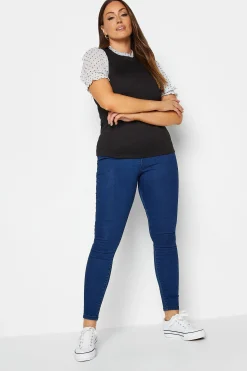 M&Co Womens M&Co Black Dobby Sleeve Contrast Blouse