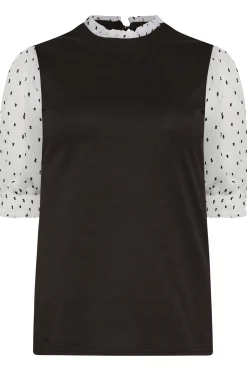M&Co Womens M&Co Black Dobby Sleeve Contrast Blouse