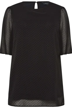 M&Co Womens M&Co Black Dobby Angel Sleeve Blouse