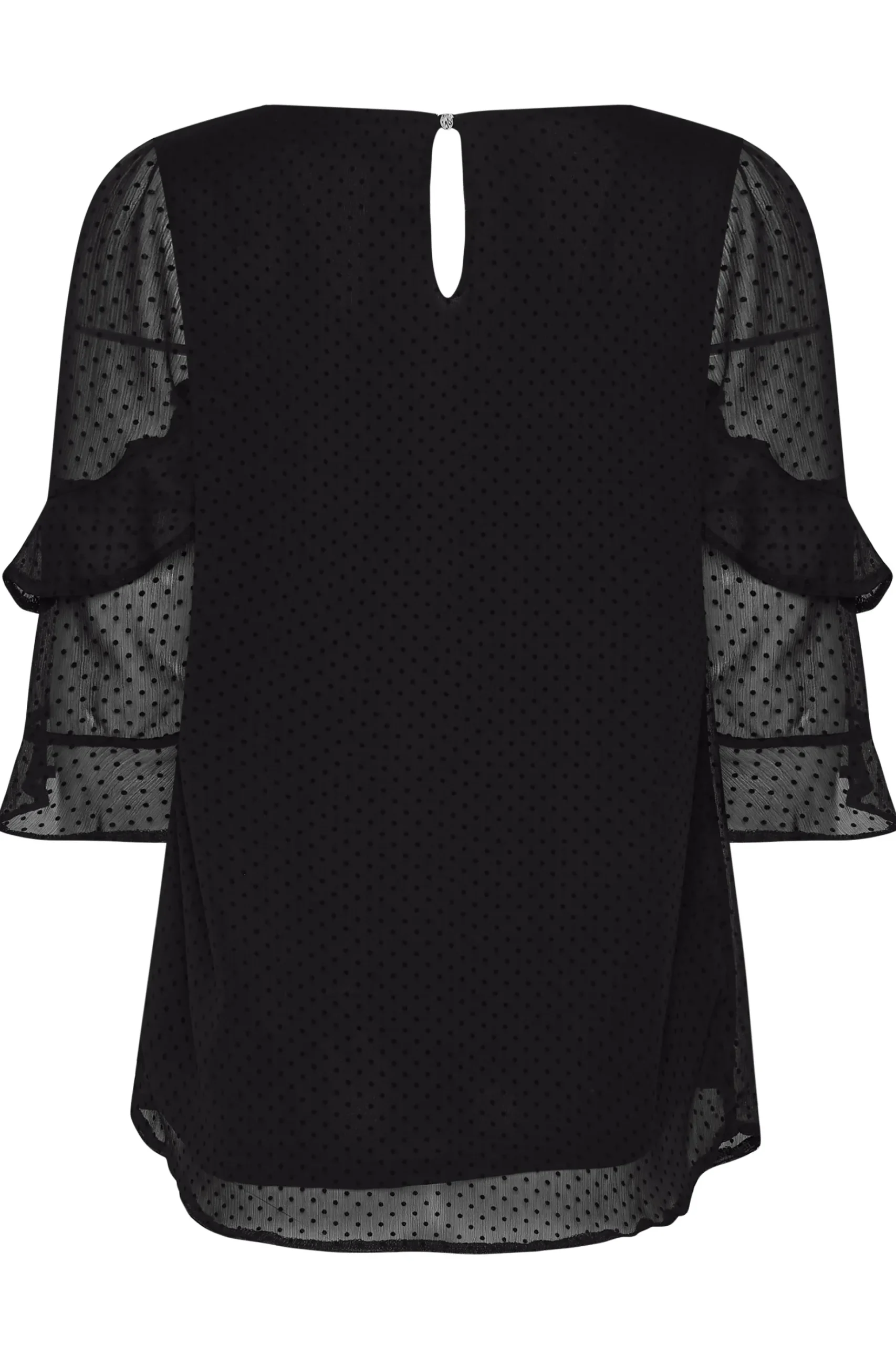 M&Co Womens M&Co Black Dobby Double Frill Sleeve Top