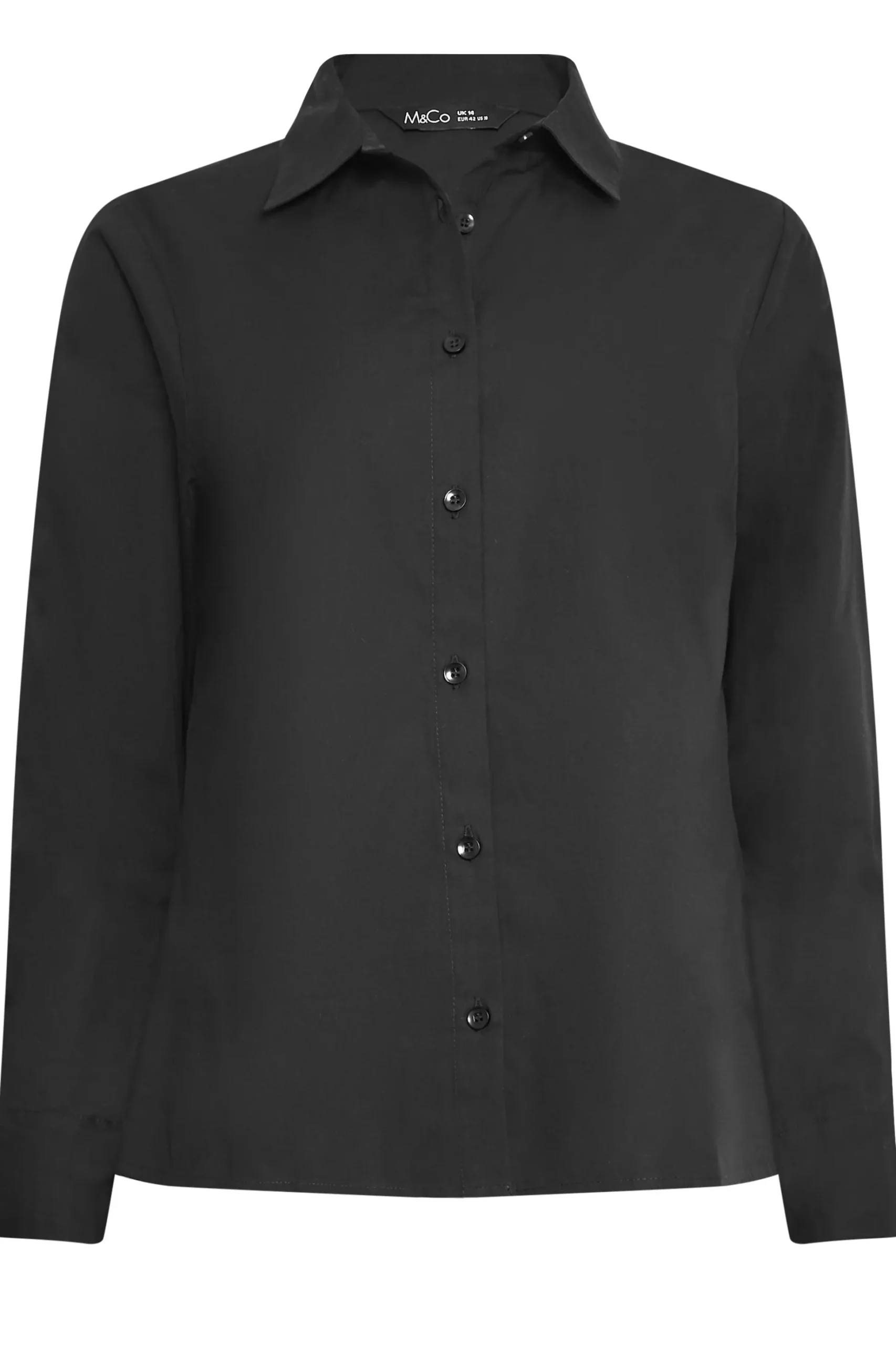 M&Co Womens M&Co Black Fitted Poplin Shirt