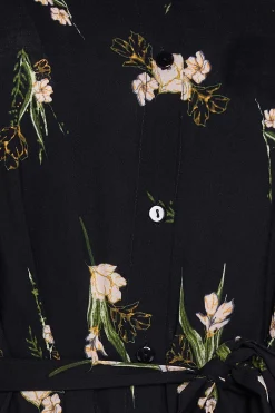 M&Co Womens M&Co Black Floral Tie Tunic Shirt