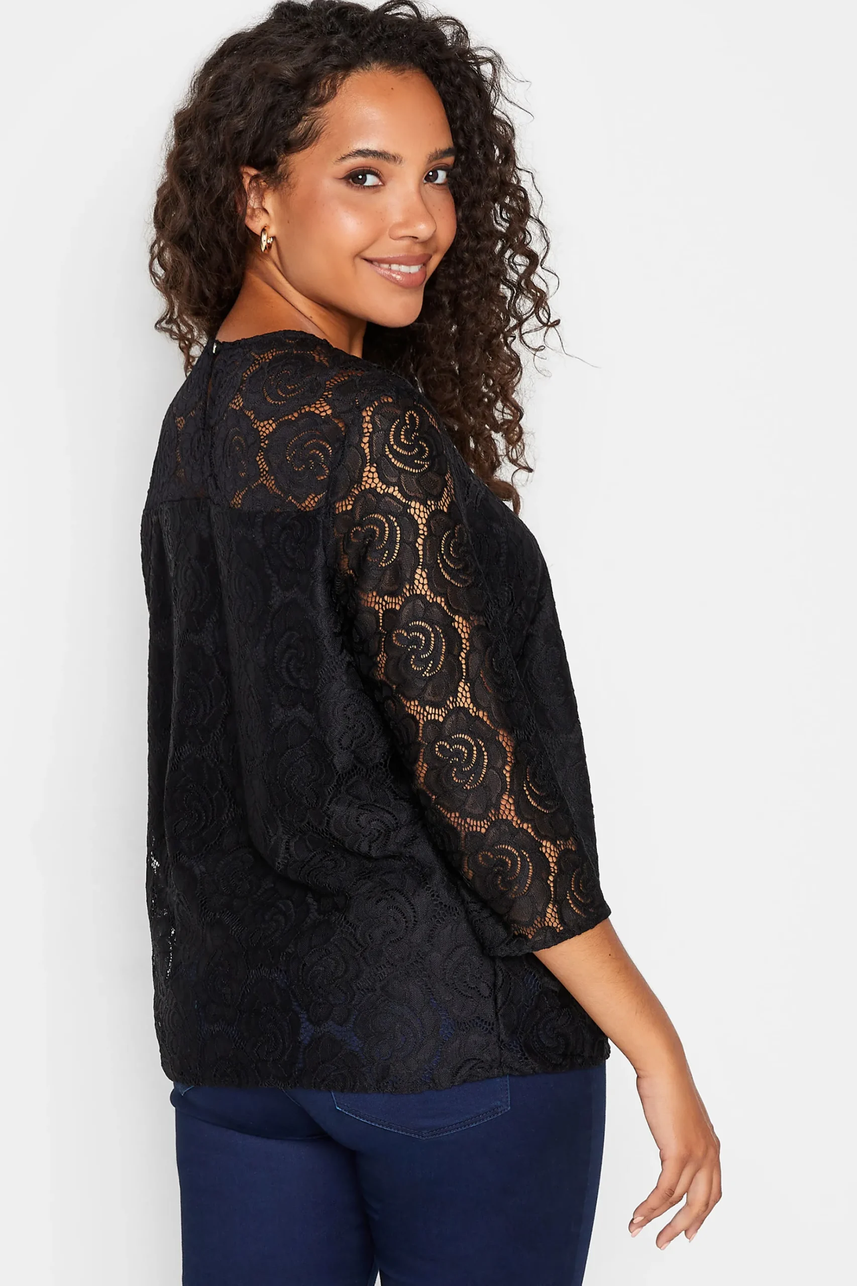 M&Co Womens M&Co Black Floral Lace Blouse