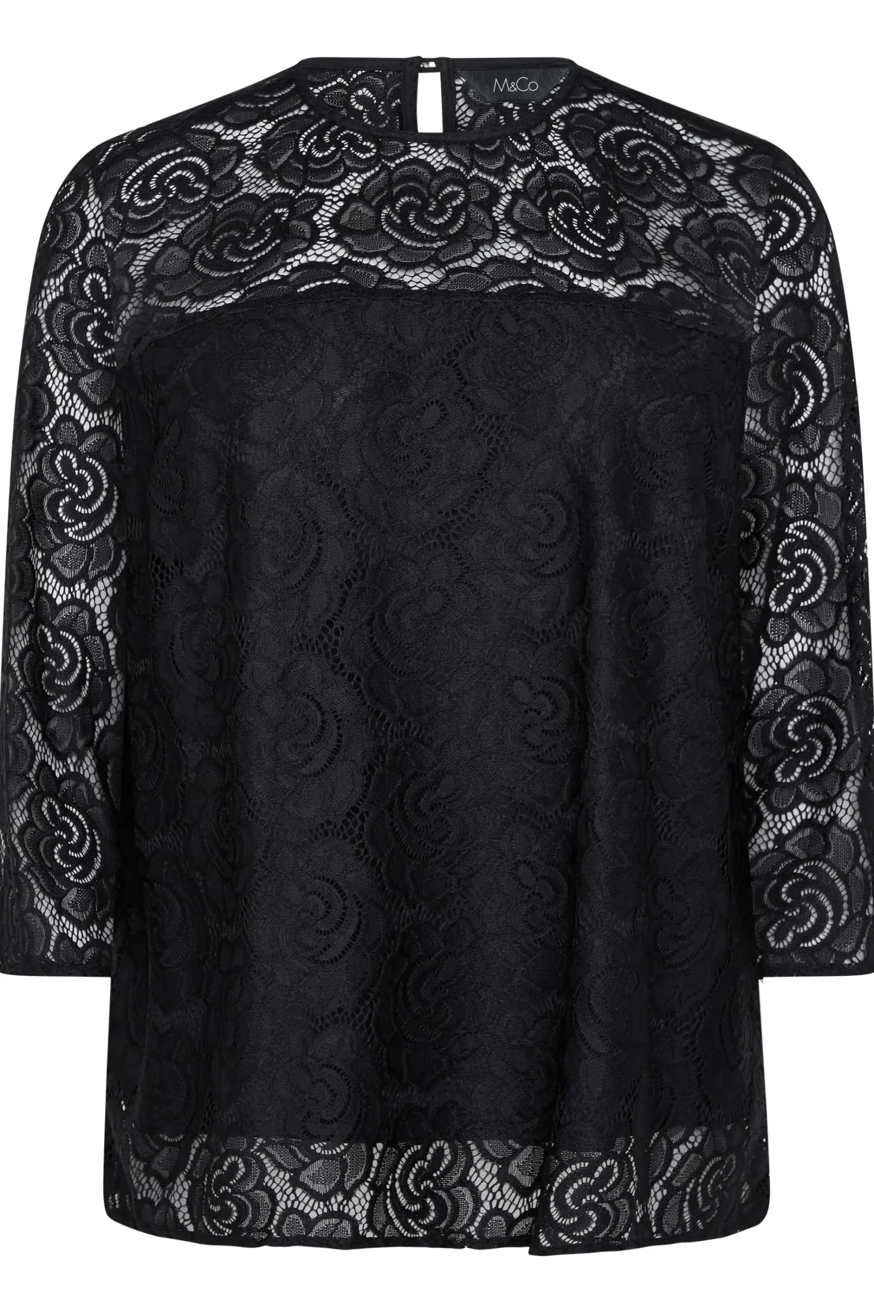 M&Co Womens M&Co Black Floral Lace Blouse