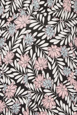 M&Co Womens M&Co Black Floral Print Angel Sleeve Split Hem Dress