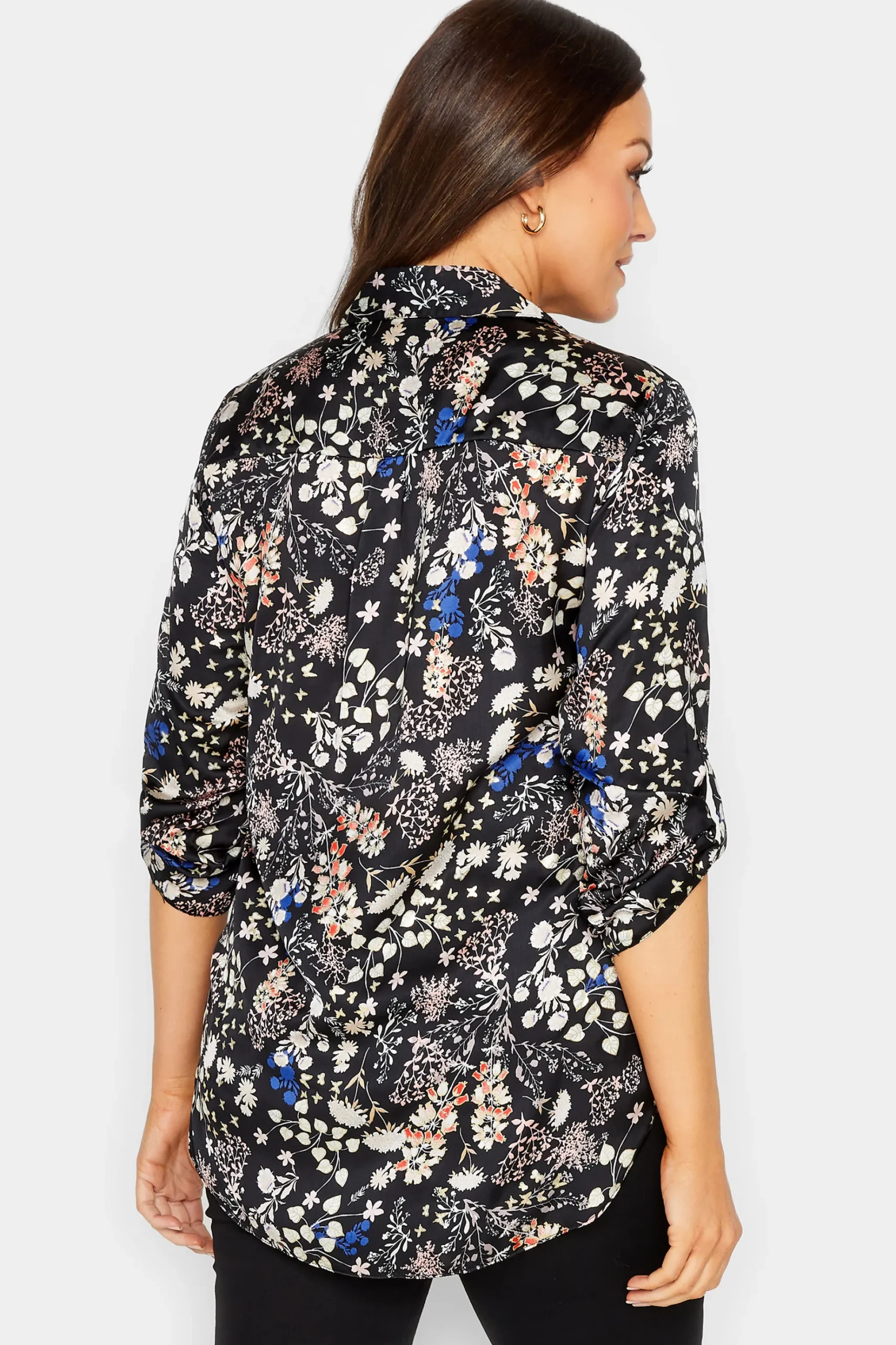 M&Co Womens M&Co Black Floral Print Satin Shirt