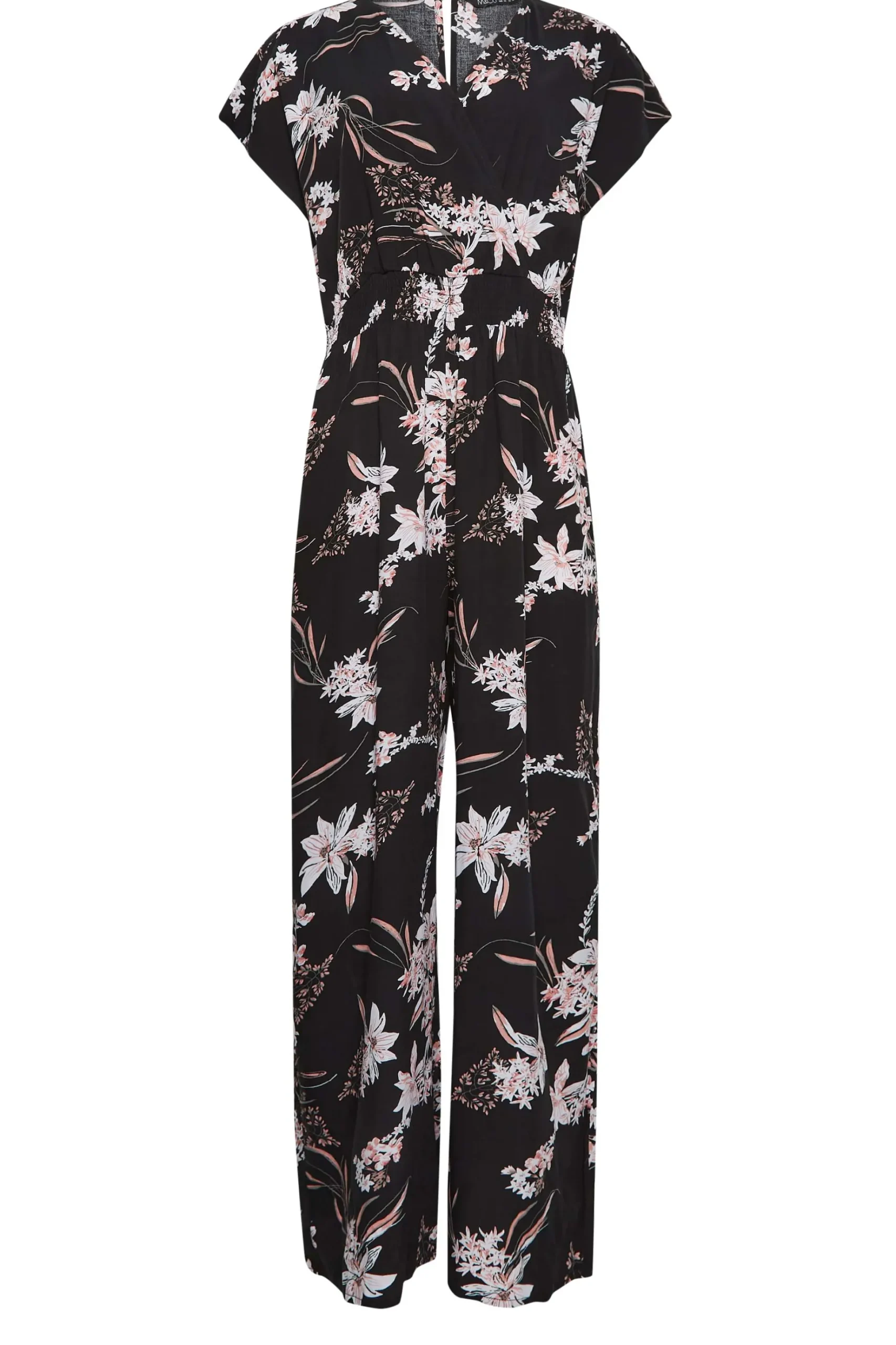 M&Co Womens M&Co Black Floral Wrap Jumpsuit