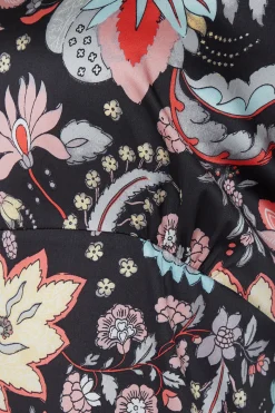 M&Co Womens M&Co Black Floral Tie Back Blouse