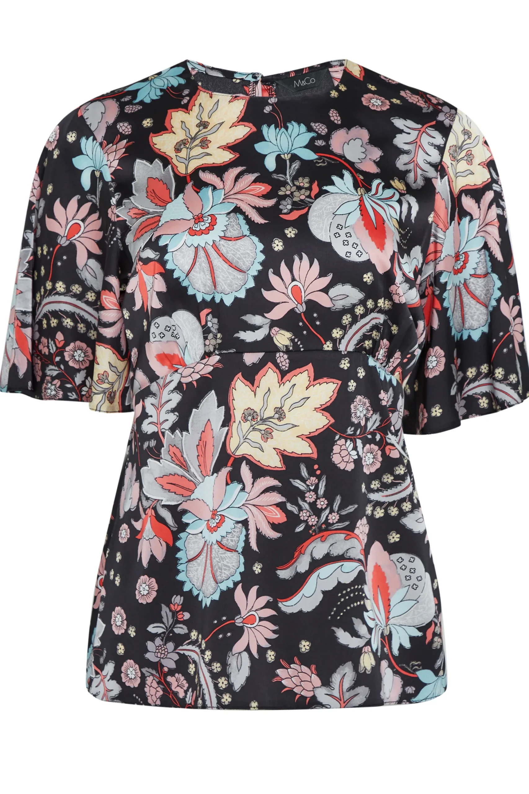 M&Co Womens M&Co Black Floral Tie Back Blouse