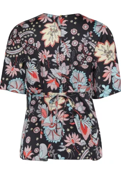 M&Co Womens M&Co Black Floral Tie Back Blouse
