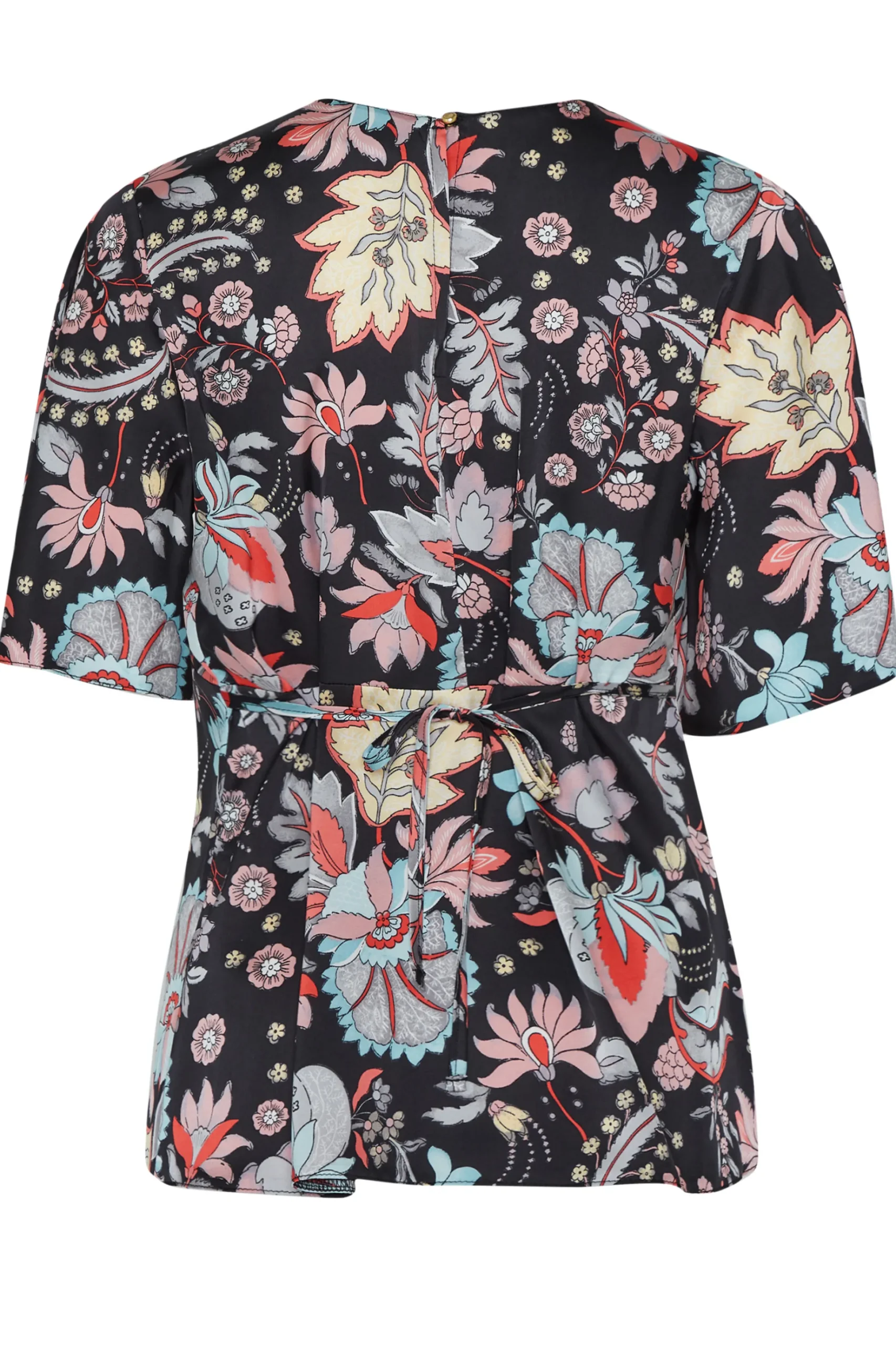 M&Co Womens M&Co Black Floral Tie Back Blouse