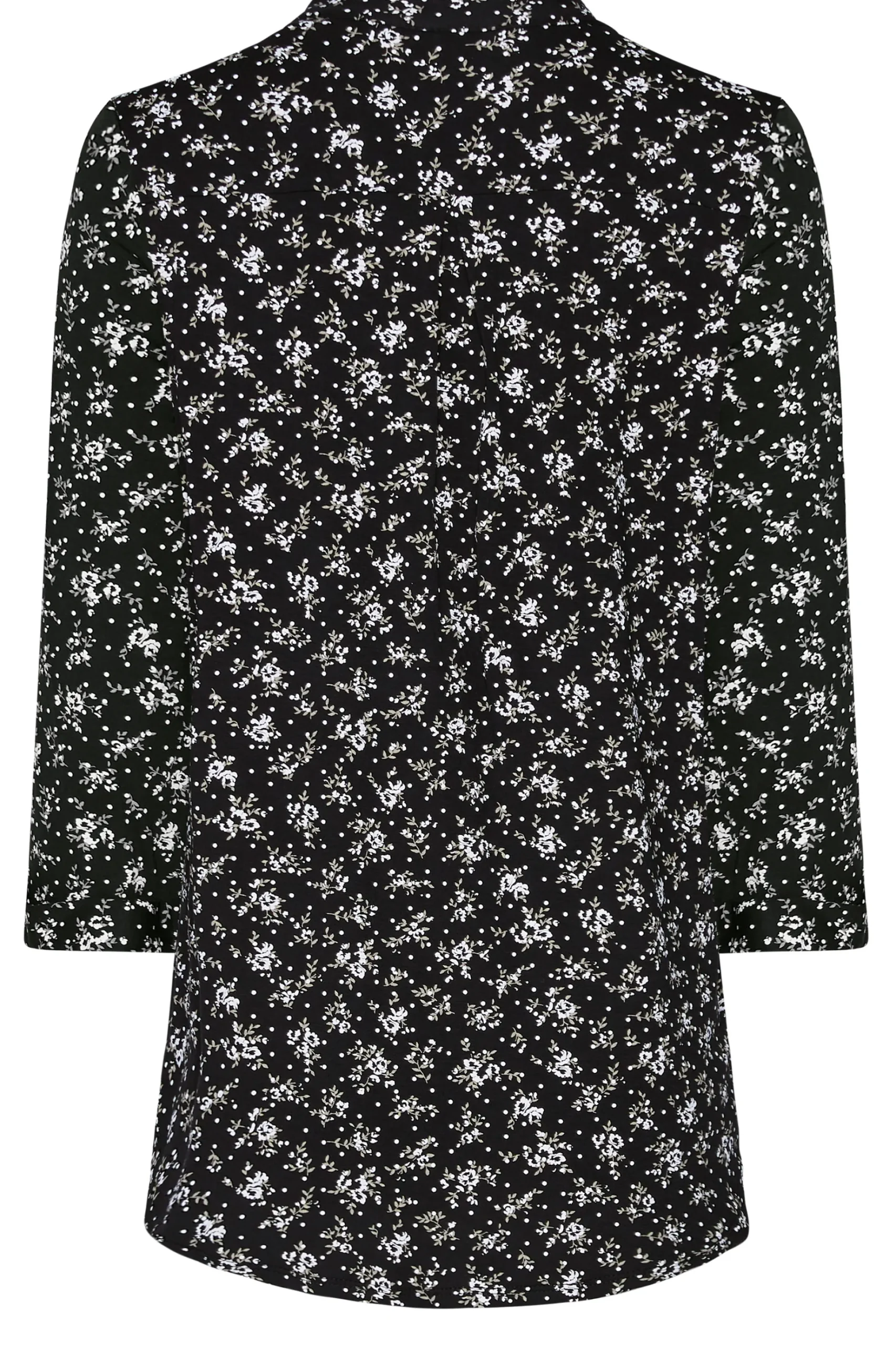 M&Co Womens M&Co Black Floral Print Half Placket Jersey Shirt