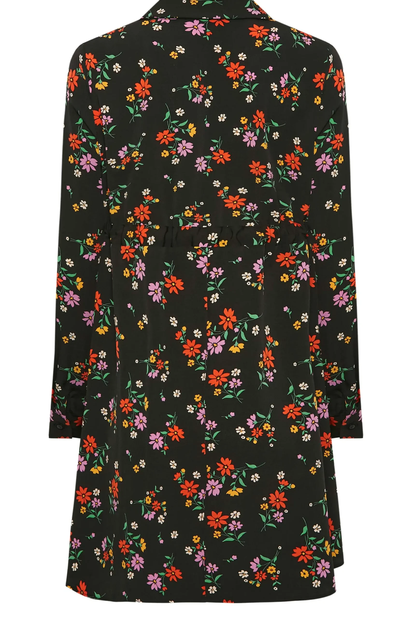 M&Co Womens M&Co Black Floral Print Tie Waist Tunic Shirt
