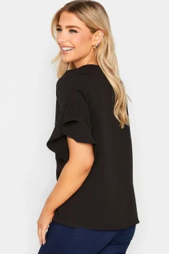 M&Co Womens M&Co Black Frill Sleeve Blouse
