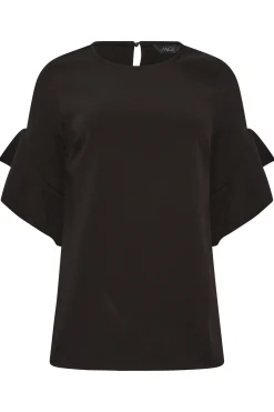 M&Co Womens M&Co Black Frill Sleeve Blouse