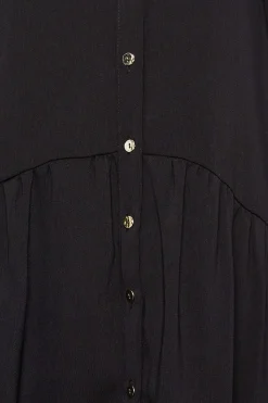 M&Co Womens M&Co Black Frill Hem Tab Sleeve Shirt